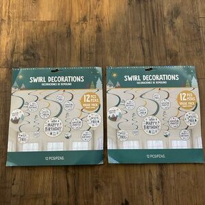 Adventure awaits Tourbillions Teal and White Swirl Party Decorations - 12 Pack
